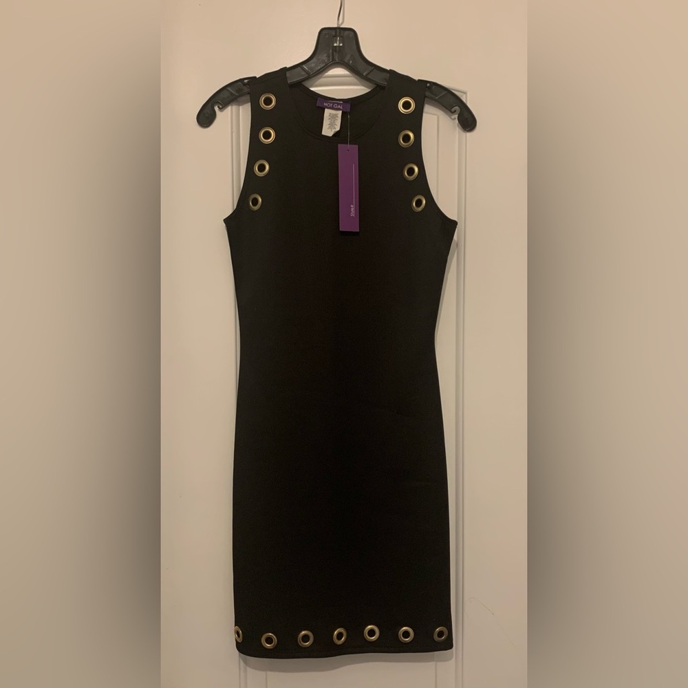 Hot Gal Black Fitted Sleeveless Dress, Size S